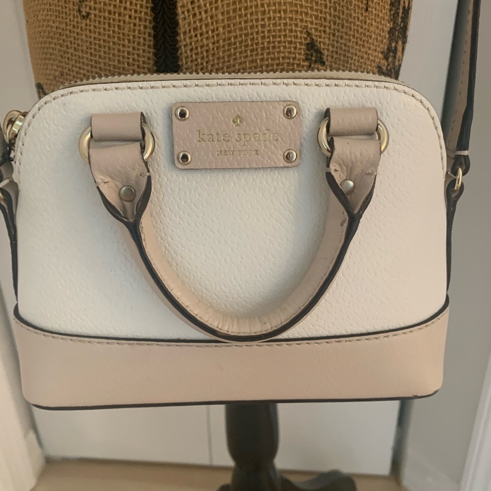 kate spade White and Light Pink Mini Satchel
